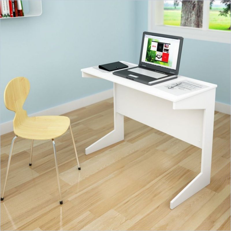 Sonax Slim Workspace Desk in Frost White