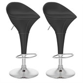 CorLiving Round Styled Bar Stool in Black Leatherette (Set of 2)