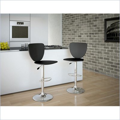 CorLiving High Back Bar Stool in Black Leatherette (Set of 2)