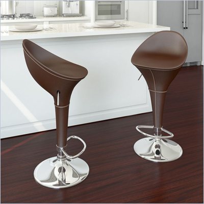 CorLiving Round Styled Bar Stool in Brown Leatherette (Set of 2)