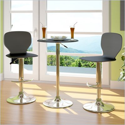 CorLiving Slim Adjustable Bar Stool in Black Leatherette (Set of 2)