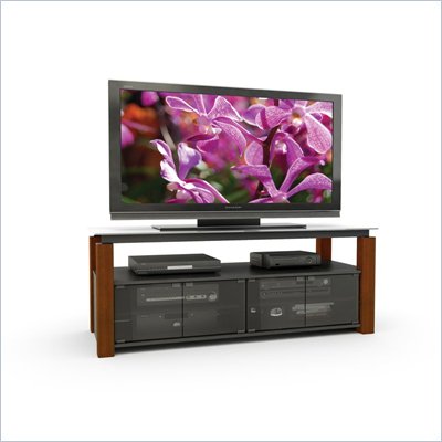 Sonax Berlin Real Wood Uprights TV Stand for 48-68 Inch Flat Panel TVs