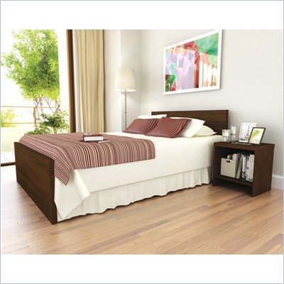 Sonax Brook Hollow Core Double Bed and Nightstand Set in Urban Maple