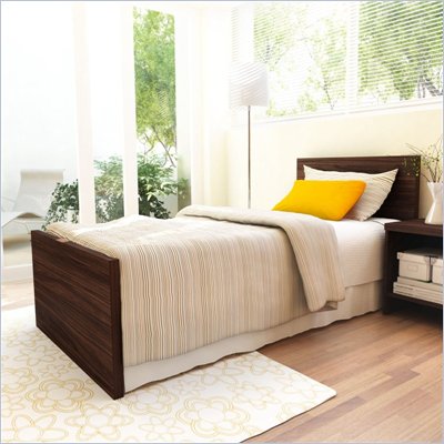 Sonax Brook Hollow Core Single Bed and Nightstand Set in Ebony Pecan