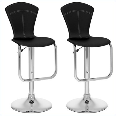 Sonax CorLiving Tapered Back Bar Stool in Black Leatherette (Set of 2)