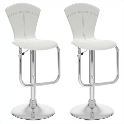 Sonax CorLiving Tapered Back Bar Stool in White Leatherette (Set of 2)