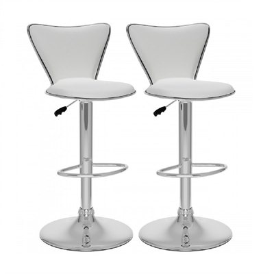 Sonax CorLiving Curved Back Bar Stool in White Leatherette (Set of 2)