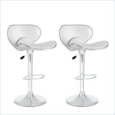 Sonax CorLiving Form Fitting Bar Stool in White Leatherette (Set of 2)