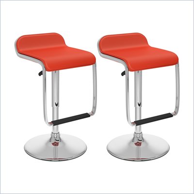 Sonax CorLiving  Bar Stool with Footrest in Red Leatherette (Set of 2)