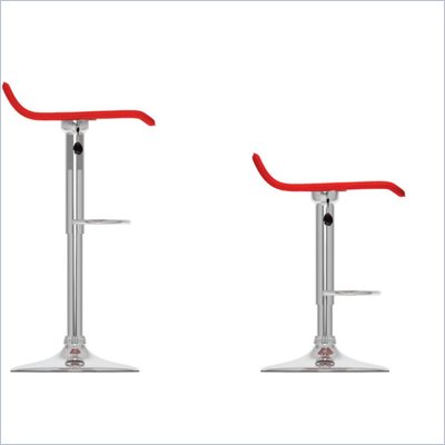 Sonax CorLiving Curved  Bar Stool in Red Leatherette (Set of 2)