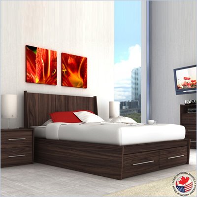 Sonax Pacific Contemporary Ebony Pecan Double Bed 2 Piece Set