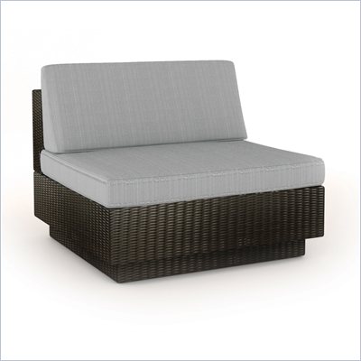 Sonax Textured Black Armless Middle Seat in Black Resin Rattan