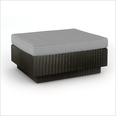 Sonax Textured Black Ottoman in Black Resin Rattan