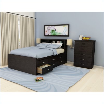 Sonax Willow Captain's Storage Bed 4 Piece Bedroom Set in Ravenwood Black