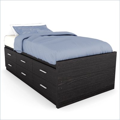 Sonax Willow Captain's Storage Bed with Panel Headboard in Ravenwood Black