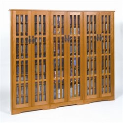 Leslie Dame CD/DVD Wall Rack Media Storage Unit with Slat Door Fronts in Oak
