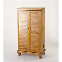 Leslie Dame CD/DVD Media Storage Cabinet with Louvered Door in Oak