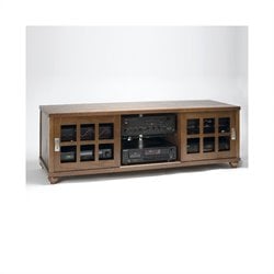 Leslie Dame Sliding Glass Walnut TV Stand