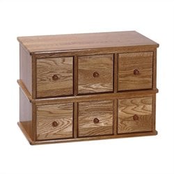 Leslie Dame 6-Drawer Deluxe CD Modular Storage Rack in Oak