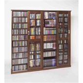 Leslie Dame Sliding Door Inlaid Glass Mission Multimedia Cabinet