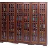 Leslie Dame Inlaid Glass Mission Multimedia Cabinet in Walnut