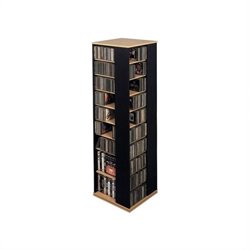 Leslie Dame CD DVD Spinning Tower in Black with Oak Trim