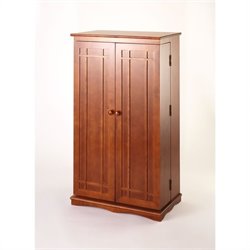 Leslie Dame CD/DVD Wall Rack Media Storage Cabinet with Door in Walnut