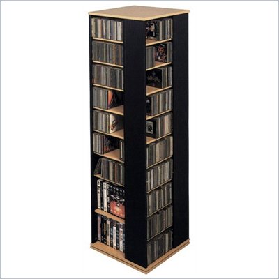Leslie Dame CD DVD Spinning Tower in Black with Oak Trim