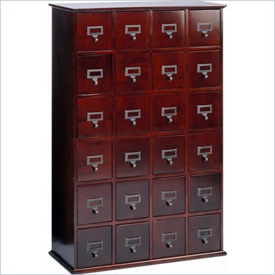 Leslie Dame 24-Drawer CD Media Storage Cabinet in Cherry