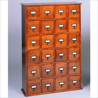 Leslie Dame 24-Drawer CD Media Storage Cabinet in Walnut
