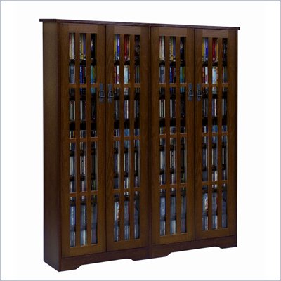 Leslie Dame Double CD/DVD Wall Rack Media Storage in Walnut