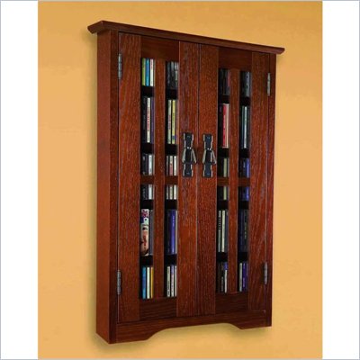 Leslie Dame CD/DVD Wall Hanging Mission Multimedia Cabinet in Walnut