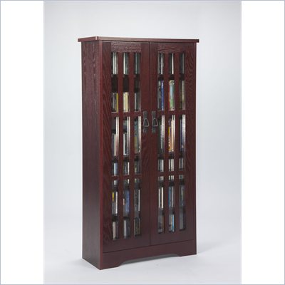 Leslie Dame 48" Tall Media Storage Cabinet with Doors in Dark Cherry