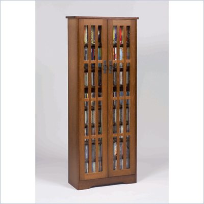 Leslie Dame 62 Inch Tall CD/DVD Media Storage Cabinet in Walnut