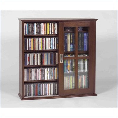 Leslie Dame Mission Wall Hanging Sliding Door CD/DVD Cabinet in Walnut