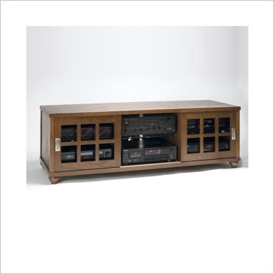 Leslie Dame Sliding Glass Walnut TV Stand
