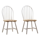 Boraam Farmhouse Wood Chair in White and Natural (Set of Two)  