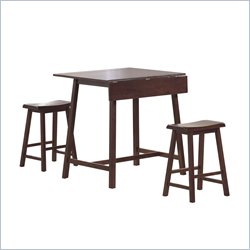 Boraam Saddle Double Drop Leaf 3 Piece Set in Espresso
