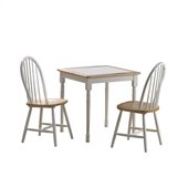 Boraam Square Tile Top 3 Piece Dinette Set in White and Natural