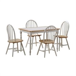 Boraam Tile Top 5 Piece Dining Set in White and Natural