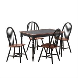 Boraam Tile Top 5 Piece Dining Set in Black and Cherry