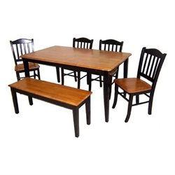 Boraam 6 Piece Shaker Dining Set in Black and Oak
