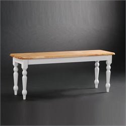 Boraam Farmhouse Wood Dining Bench in White and Natural