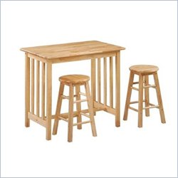 Boraam Mission 3 Piece Breakfast Set with Natural Wood Top