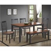 Boraam Bloomington 6 Piece Dining Set in Black/Cherry