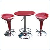 Boraam Luna 3 Piece Adjustable Pub Set in Red
