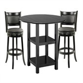 Boraam Powellton 3 Piece Pub Set in Black