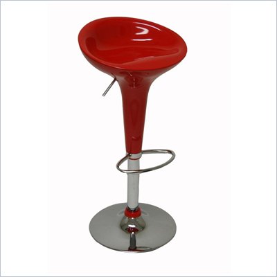 Boraam ABS Height Adjustable Scoop Bar Stool in Red (Set of Two)