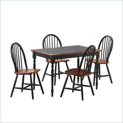 Boraam Tile Top 5 Piece Dining Set in Black and Cherry