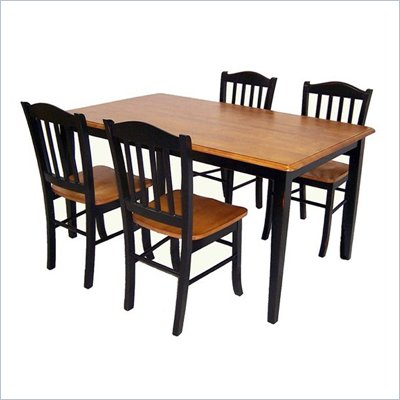 Boraam Shaker 5 Piece Dining Set in Black and Oak